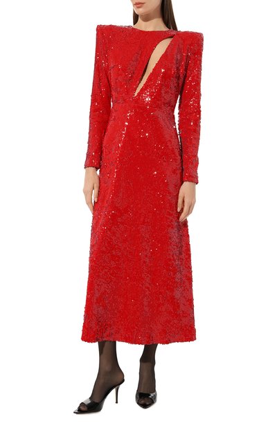 Платье с отделкой пайетками KALMANOVICH красного цвета по цене 58440 руб., арт. FW22K36, фото 3 Платье с отделкой пайетками KALMANOVICH, арт. FW22K36, фото 3