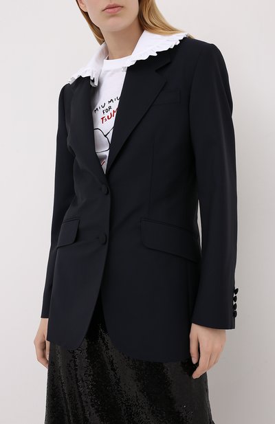 Шерстяной жакет MIU MIU синего цвета по цене 260000 руб., арт. MH1607-D39-F0008, фото 3 Шерстяной жакет MIU MIU, арт. MH1607-D39-F0008, фото 3