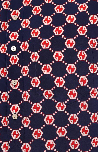 Шелковая рубашка GUCCI темно-синего цвета по цене 122400 руб., арт. 654887/ZAF9W, фото 5 Шелковая рубашка GUCCI, арт. 654887/ZAF9W, фото 5