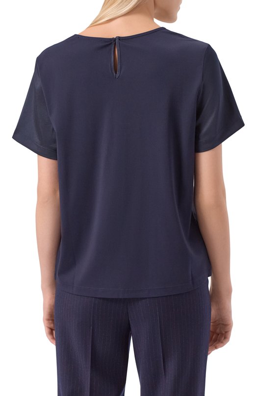 Атласный топ Weekend Max Mara GILBERT Синий  GILBERT Фото 4