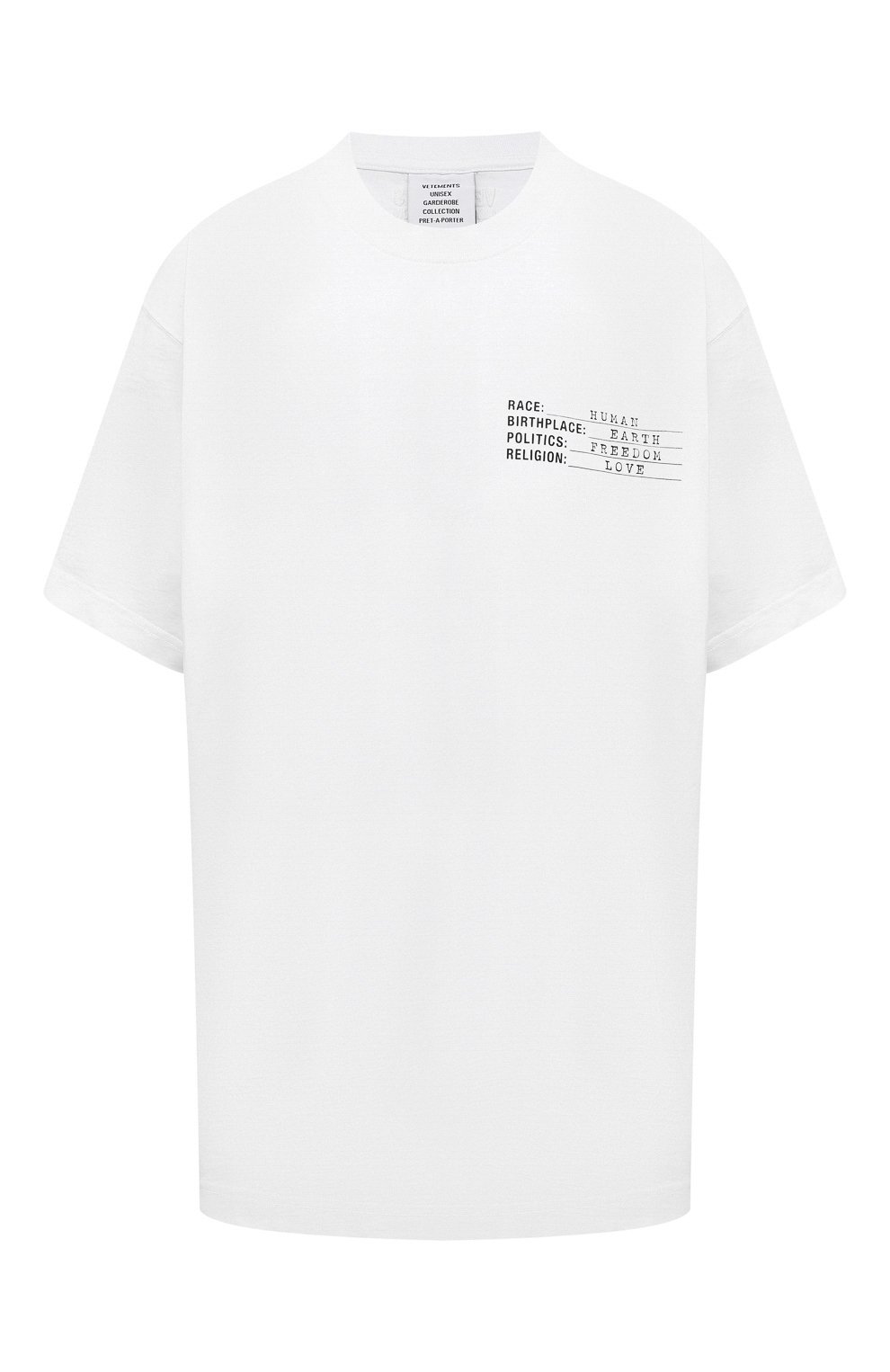 Хлопковая футболка VETEMENTS, арт. UA52TR120W 1602/W, фото 1