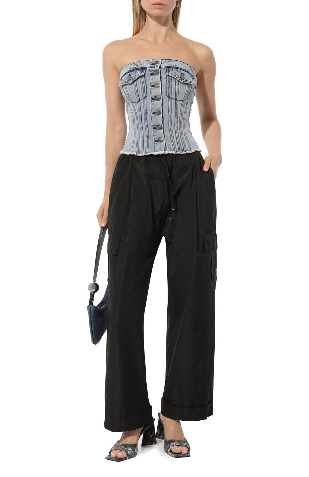 Джинсовый топ-корсет DONDUP голубого цвета по цене 33600 руб., арт. DC366/DF0260D HG5, фото 2 Джинсовый топ-корсет DONDUP, арт. DC366/DF0260D HG5, фото 2