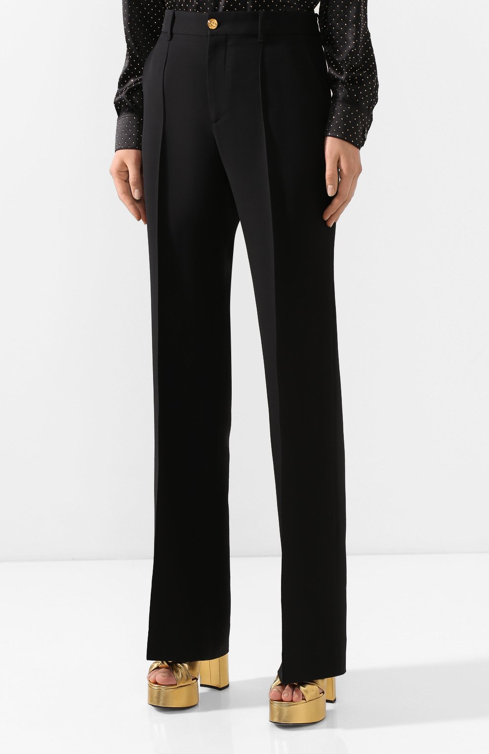 Брюки из шелка и шерсти GUCCI черного цвета по цене 141120 руб., арт. 609657/ZAD88, фото 3 Брюки из шелка и шерсти GUCCI, арт. 609657/ZAD88, фото 3