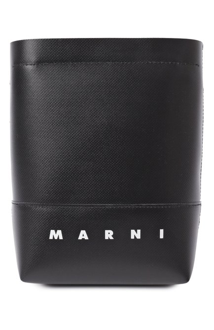 Женская сумка MARNI черного цвета, арт. SBMQ0068A0/P5769 | Фото 1 (Драгоценные камни: Проставлено; Размер: mini; Материал: Экокожа, Текстиль; Материал сплава: Проставлено; Ремень/цепочка: На ремешке)
