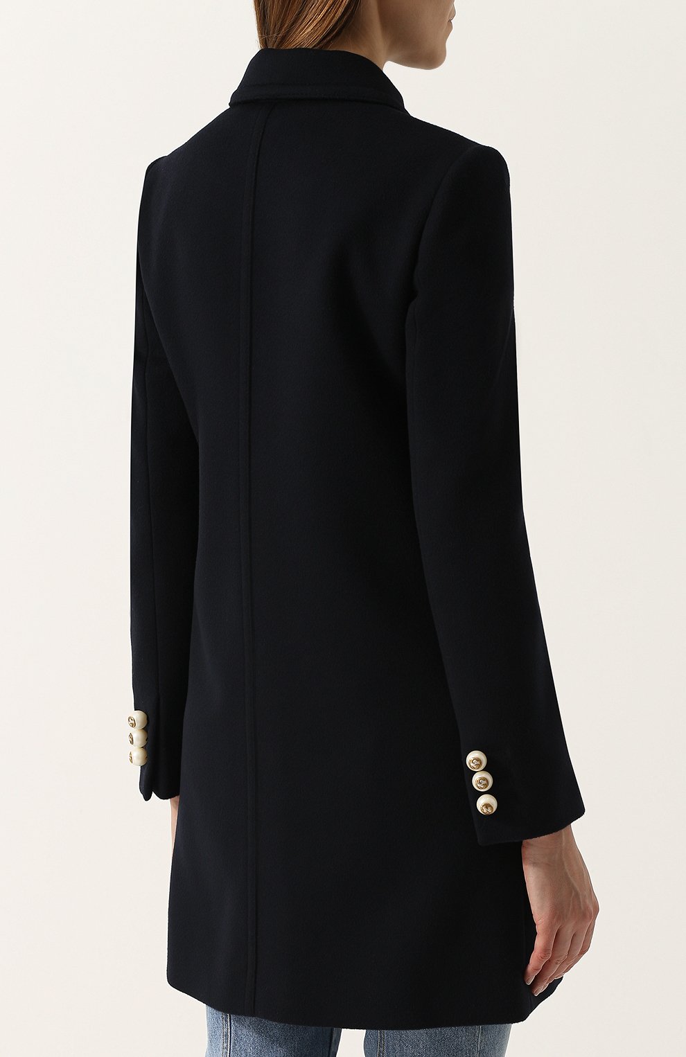 Шерстяное пальто с отложным воротником и жемчужными пуговицами GUCCI, арт. 410535/ZHW03, фото 4