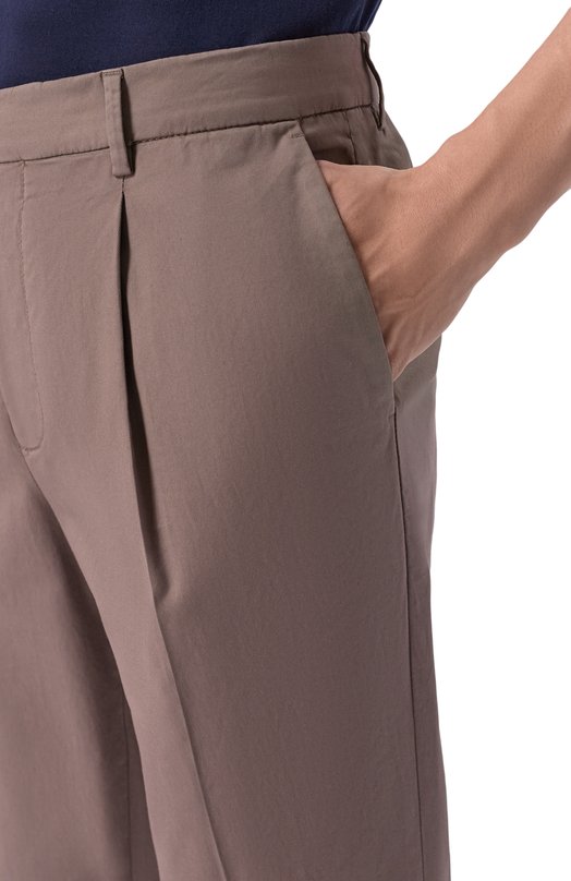 Хлопковые брюки Brunello Cucinelli M289LE1450 Коричневый  M289LE1450 Фото 5