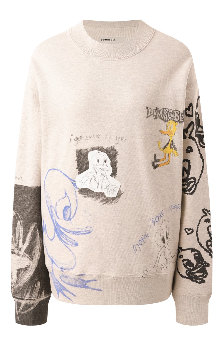 Женский хлопковый свитшот DOMREBEL светло-бежевого цвета, арт. BEAKER SWEATSHIRT | Фото 1 (Материал сплава: Проставлено; Рукава: Длинные; Драгоценные камни: Проставлено; Длина (для топов): Стандартные; Стили: Кэжуэл; Женское Кросс-КТ: Свитшот-одежда; Материал внешний: Хлопок)
