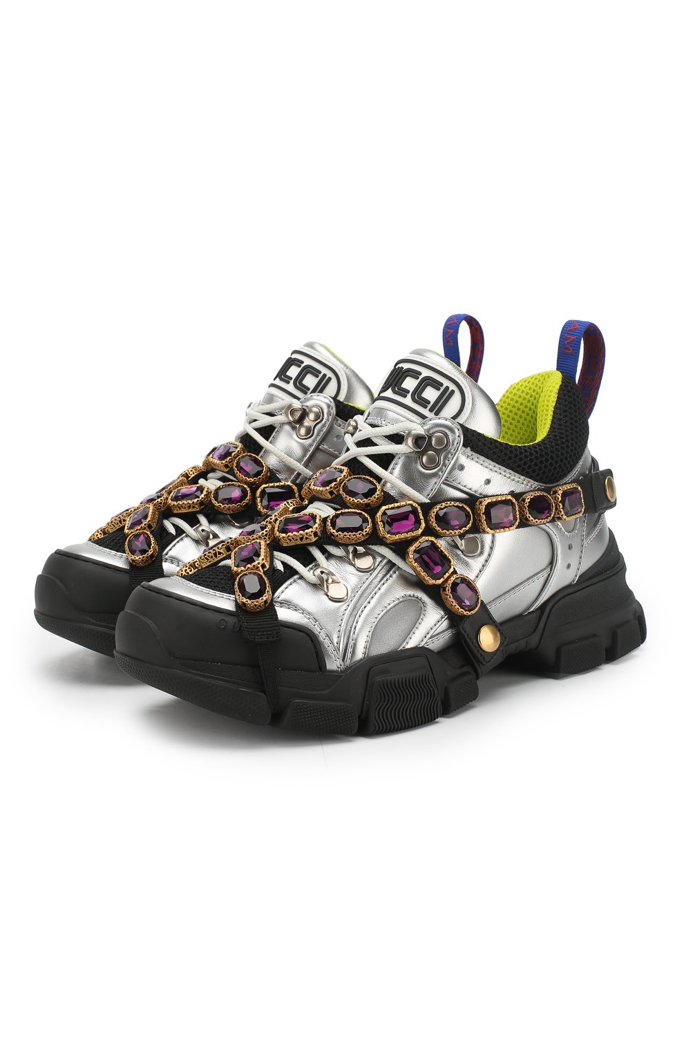 Комбинированные кроссовки flashtrek с отделкой кристаллами GUCCI, арт. 537133/D0RA0, фото 1