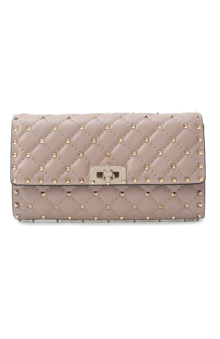 Женская сумка rockstud spike VALENTINO бежевого цвета, арт. ZW2B0137/NAP | Фото 1 (Размер: small; Материал: Натуральная кожа; Автоматизация состава: Проставлено; Автоматизация ТО: Проставлено)