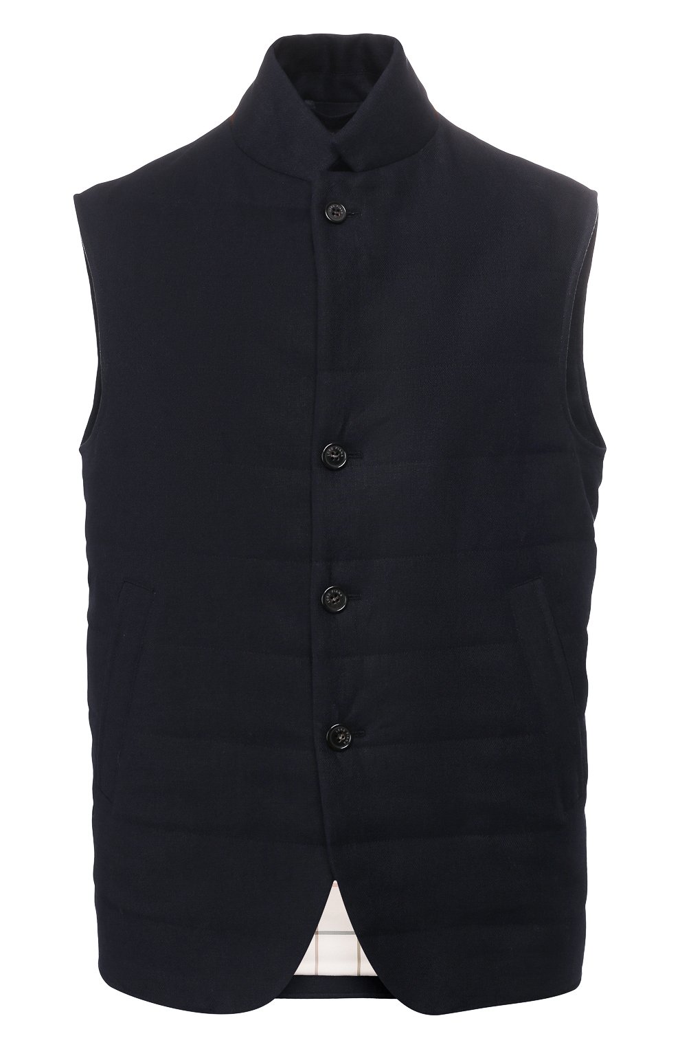 Льняной жилет LORO PIANA темно-синего цвета по цене 125500 руб., арт. FAL1520, фото 1 Льняной жилет LORO PIANA, арт. FAL1520, фото 1