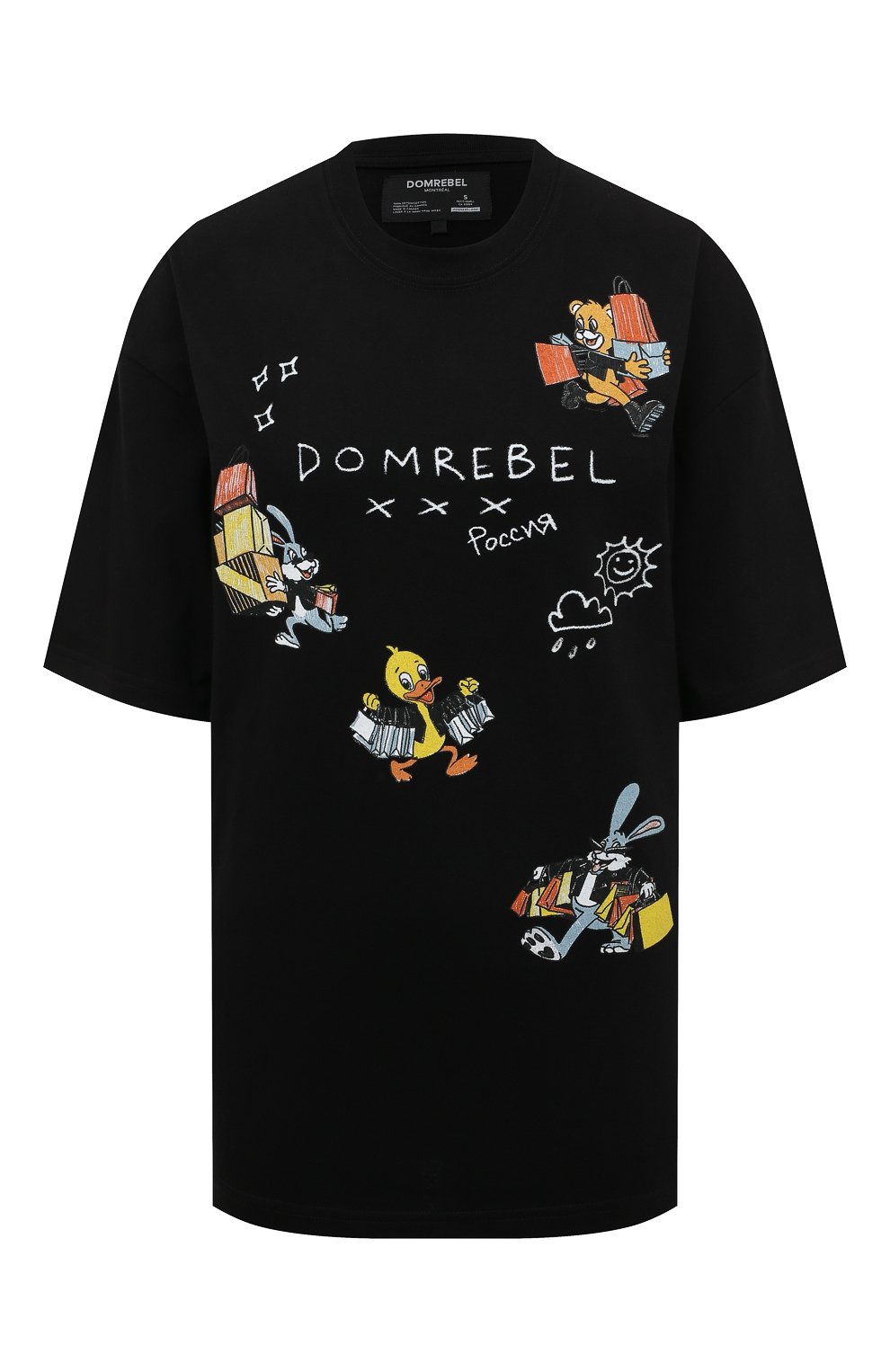 Хлопковая футболка DOMREBEL черного цвета по цене 14500 руб., арт. SH0PAH0LIC/T-SHIRT/W, фото 1 Хлопковая футболка DOMREBEL, арт. SH0PAH0LIC/T-SHIRT/W, фото 1