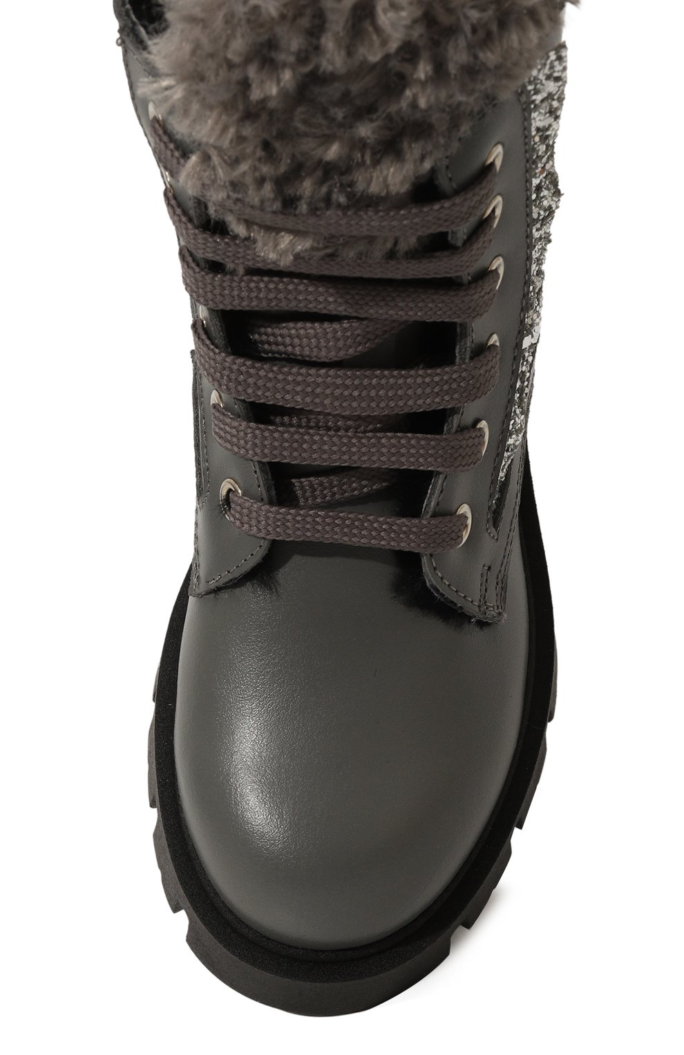 Кожаные ботинки MONNALISA серого цвета по цене 30150 руб., арт. 8CD007M, фото 4 Кожаные ботинки MONNALISA, арт. 8CD007M, фото 4