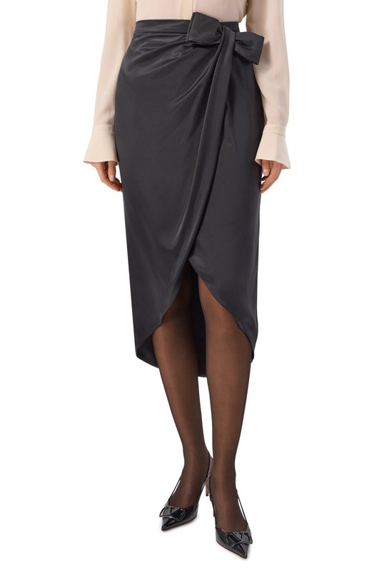 Атласная юбка Valentino 8B3RAEF0/8M6 Чёрный  8B3RAEF0/8M6 Фото 3