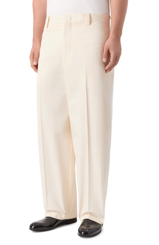 Хлопковые брюки Jil Sander J22KA0336/J45322 Кремовый  J22KA0336/J45322 Фото 3