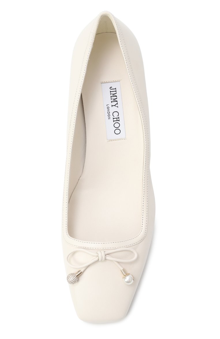Женские кожаные туфли elme 45 JIMMY CHOO кремового цвета, арт. ELME 45/NAP | Фото 6 (Каблук высота: Низкий; Материал внешний: Натуральная кожа; Материал внутренний: Натуральная кожа; Подошва: Плоская; Каблук тип: Устойчивый)
