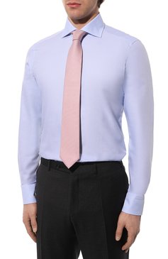 Мужская хлопковая сорочка ZEGNA светло-голубого цвета, арт. 9MS0BA-CT1030 | Фото 3 (Манжеты: На пуговицах; Рукава: Длинн�ые; Воротник: Акула; Длина (для топов): Стандартные; Рубашки М: Slim Fit; Материал сплава: Проставлено; Материал внешний: Хлопок; Стили: Классический; Случай: Формальный; Принт: Однотонные; Драгоценные камни: Проставлено)