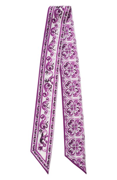 Шелковый шарф-твилли DOLCE & GABBANA фиолетового цвета по цене 24900 руб., арт. FS215A/GDA0Y, фото 4 Шелковый шарф-твилли DOLCE & GABBANA, арт. FS215A/GDA0Y, фото 4