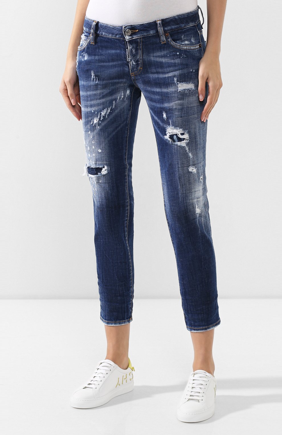 Укороченные джинсы DSQUARED2 синего цвета по цене 30900 руб., арт. S72LB0238/S30342, фото 3 Укороченные джинсы DSQUARED2, арт. S72LB0238/S30342, фото 3