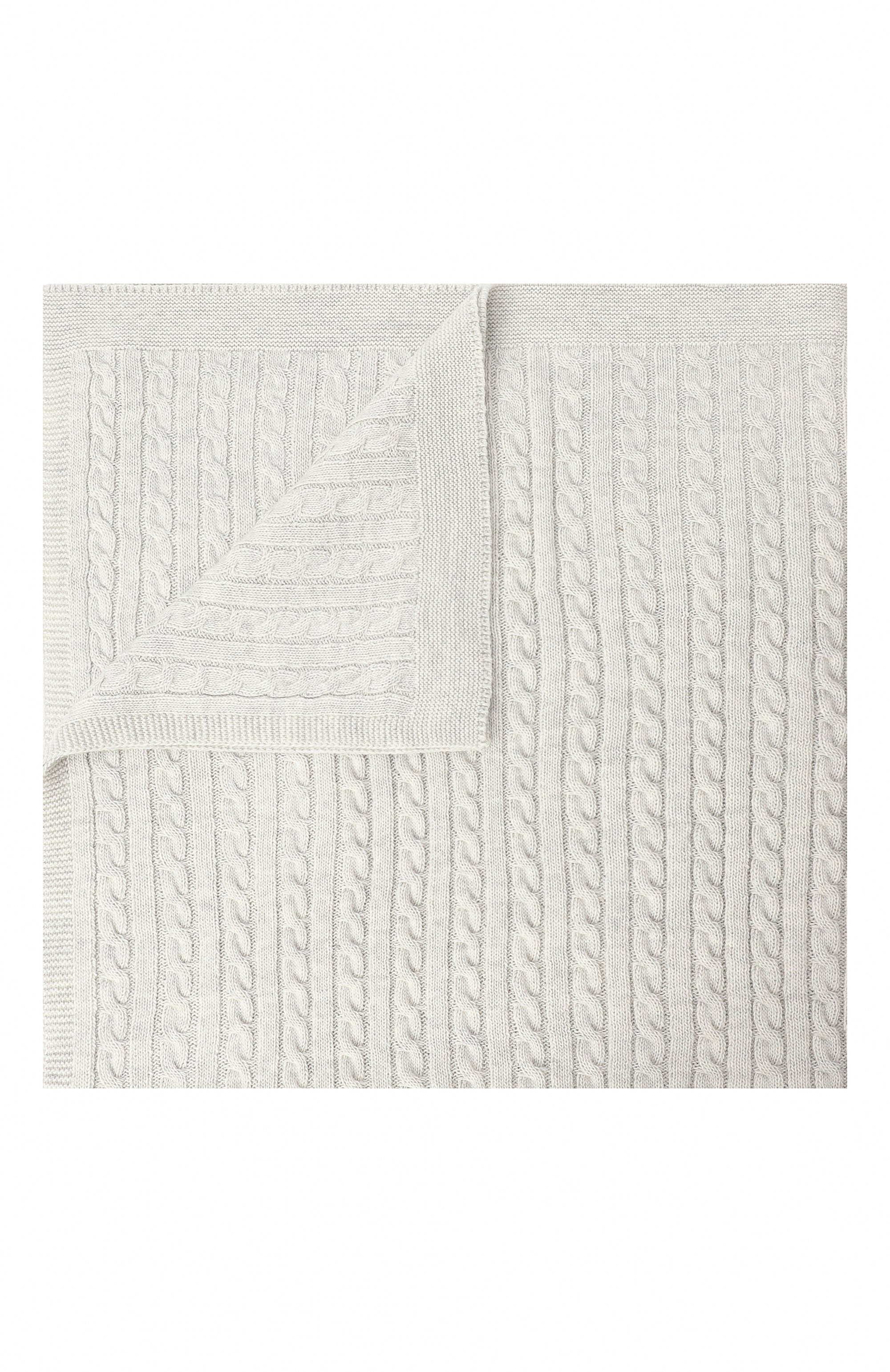 Шерстяной плед WOOL AND COTTON светло-серого цвета по цене 12470 руб., арт. VMLPL-косы, фото 1 Шерстяной плед WOOL AND COTTON, арт. VMLPL-косы, фото 1