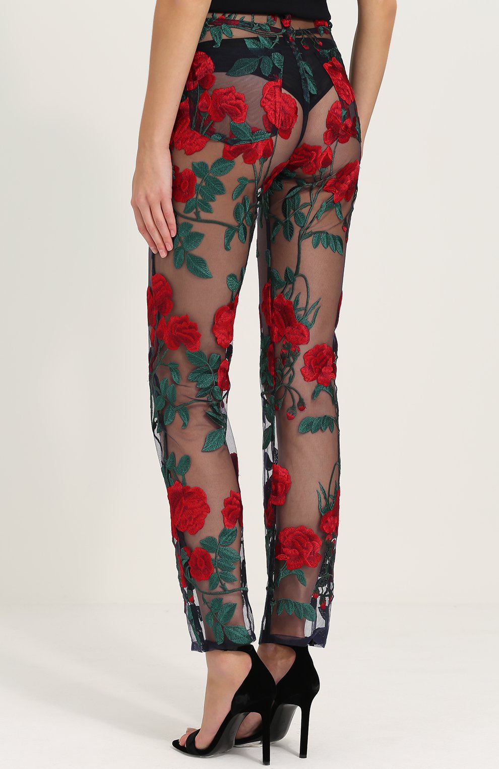 Прозрачные брюки с цветочной вышивкой ADAM SELMAN, арт. 15221R0, фото 4