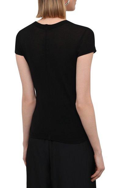 Футболка из вискозы и шелка RICK OWENS черного цвета по цене 25650 руб., арт. RP21S3235/JS, фото 4 Футболка из вискозы и шелка RICK OWENS, арт. RP21S3235/JS, фото 4