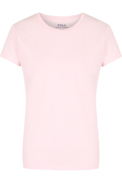 Женская однотонная хлопковая футболка с круглым вырезом POLO RALPH LAUREN, арт. 211663089