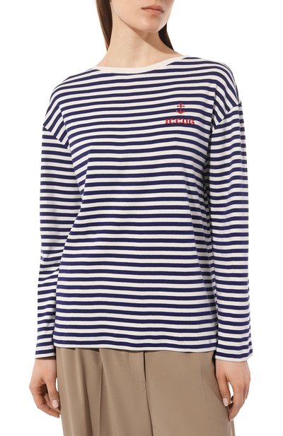 Хлопковый лонгслив GUCCI синего цвета по цене 56160 руб., арт. 655465 XJDDQ, фото 3 Хлопковый лонгслив GUCCI, арт. 655465 XJDDQ, фото 3