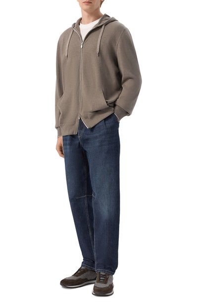 Кашемировый кардиган BRUNELLO CUCINELLI хаки цвета по цене 338500 руб., арт. M2223246G, фото 2 Кашемировый кардиган BRUNELLO CUCINELLI, арт. M2223246G, фото 2