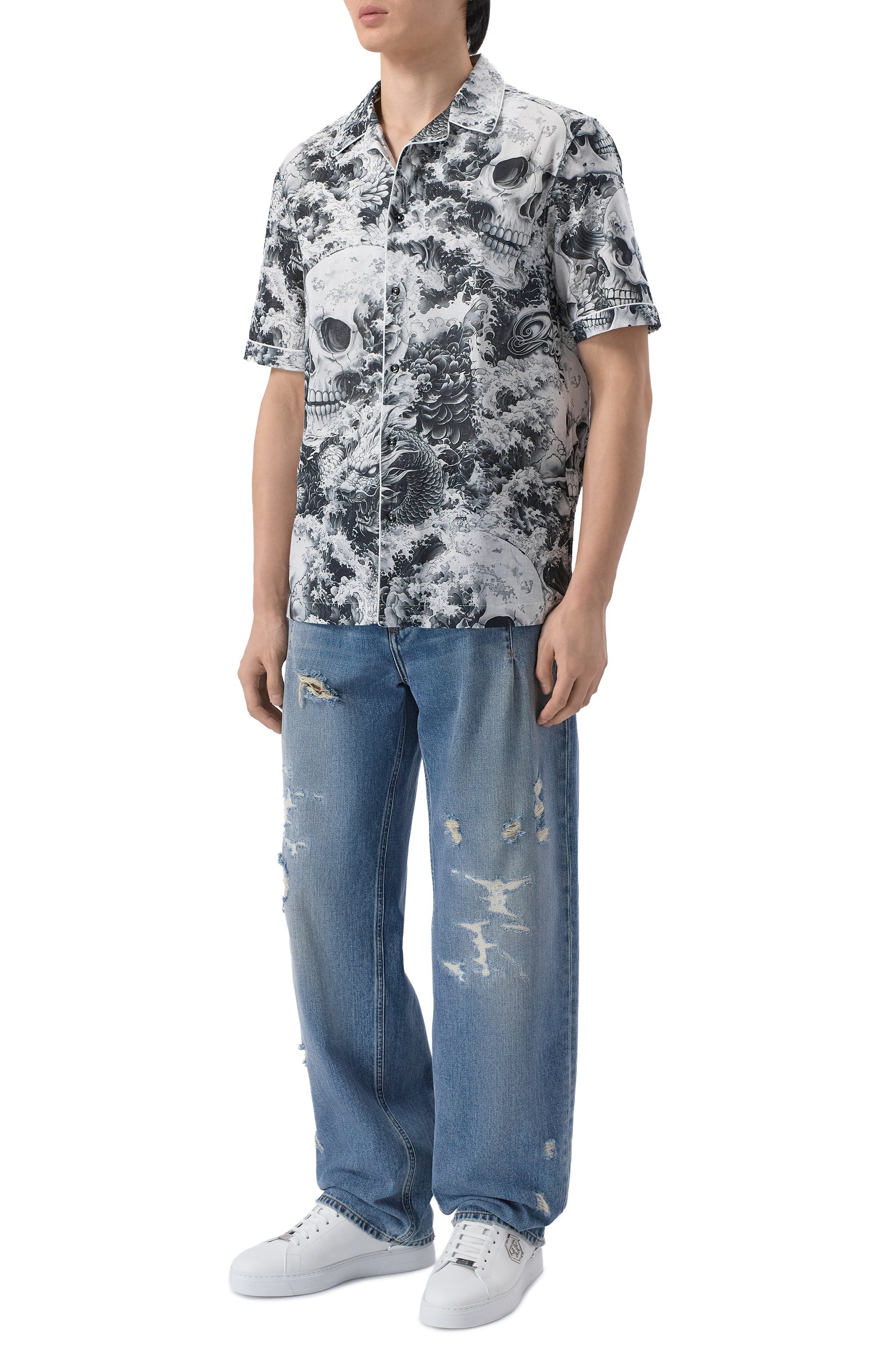 Рубашка изо льна и хлопка PHILIPP PLEIN, арт. SAFC MRP2551 PTE003N, фото 2