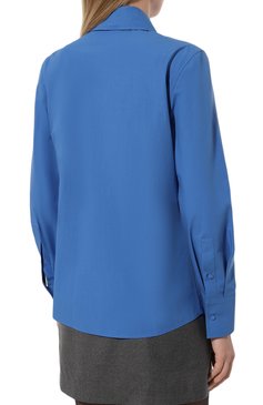 Женская хлопковая блузка VALENTINO синего цвета, арт. 3B3AB5905A6 | Фото 4 (Длина (для топов): Стандартные; Рукава: Длинные; Материал внешний: Хлопок; Стили: Кэжуэл; Женское Кросс-КТ: Блуза-одежда; Принт: Без принта)