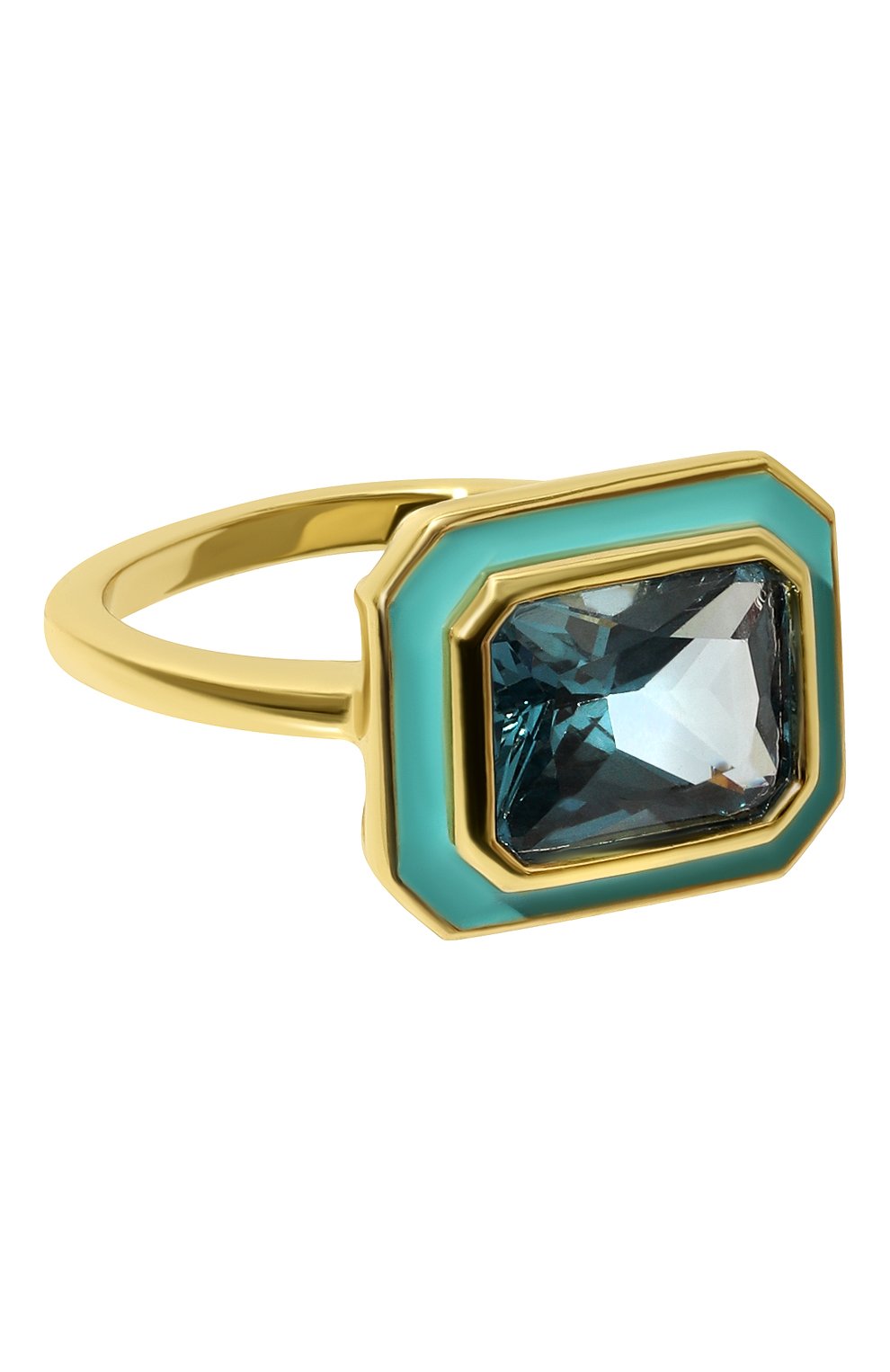 Кольцо LUV AJ бирюзового цвета по цене 11600 руб., арт. ENAM-R-BSR-T-G-7, фото 1 Кольцо LUV AJ, арт. ENAM-R-BSR-T-G-7, фото 1