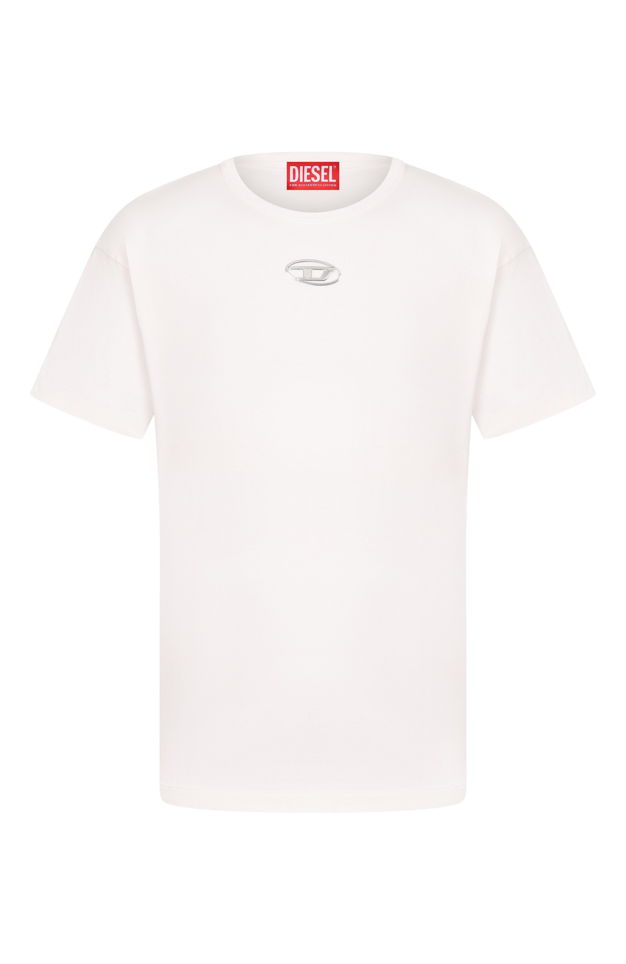 Хлопковая футболка DIESEL белого цвета по цене 10550 руб., арт. A20297/0JMBB, фото 1 Хлопковая футболка DIESEL, арт. A20297/0JMBB, фото 1