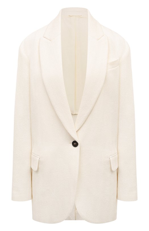 Жакет из хлопка и льна Brunello Cucinelli MH5712083 Белый MH5712083