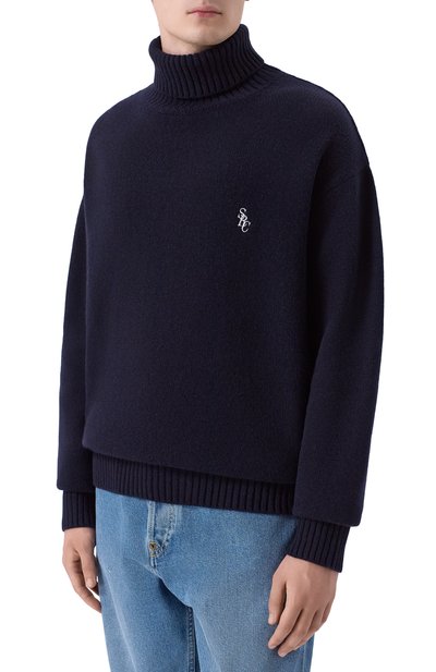 Шерстяной свитер SPORTY AND RICH темно-синего цвета по цене 49950 руб., арт. WS08262302BL106, фото 3 Шерстяной свитер SPORTY AND RICH, арт. WS08262302BL106, фото 3