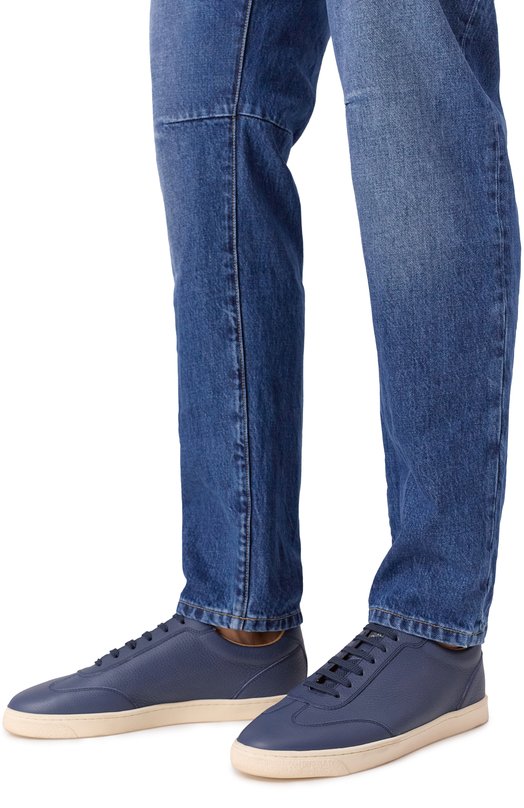 Кожаные кеды Brunello Cucinelli MZUDCAN309 Синий  MZUDCAN309 Фото 3