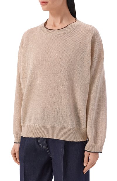 Льняной пуловер BRUNELLO CUCINELLI, арт. MDT796410, фото 3