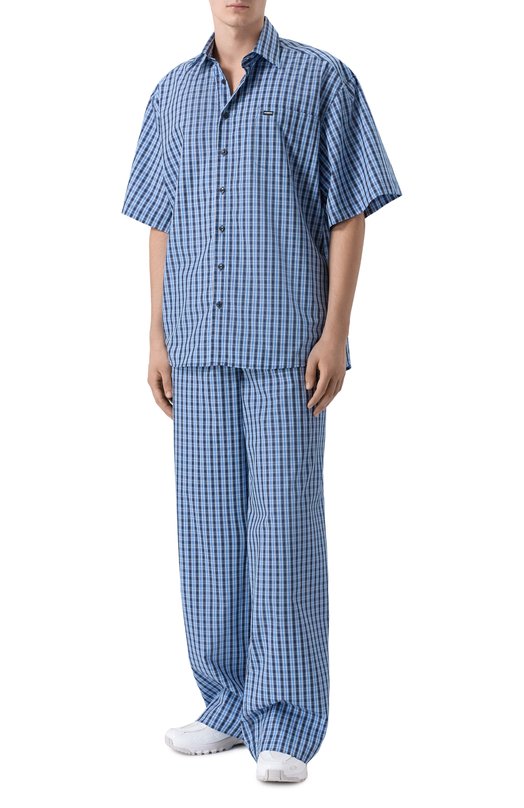 Хлопковые брюки VETEMENTS ME76PA044N/26132 P0PLIN Синий  ME76PA044N/26132 P0PLIN Фото 2