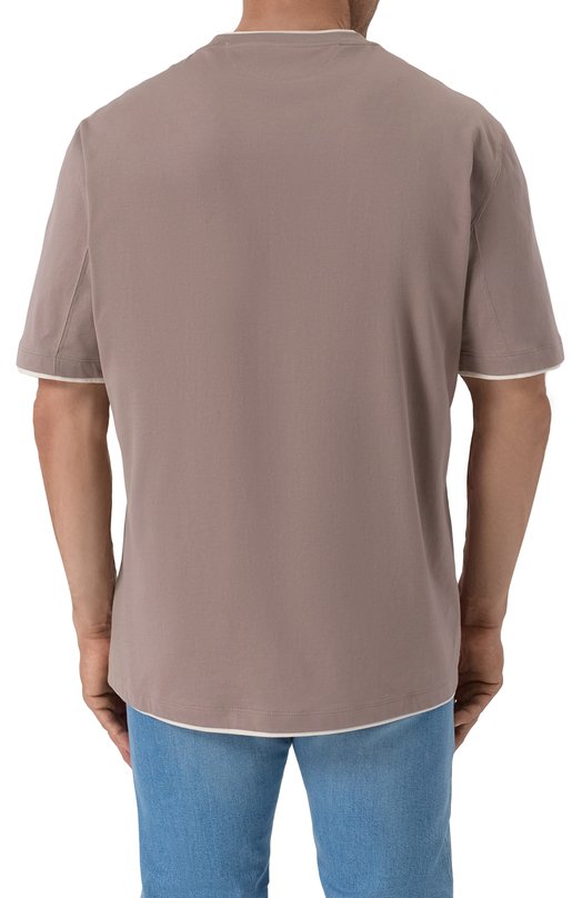 Хлопковая футболка Brunello Cucinelli M0B137427W Бежевый  M0B137427W Фото 4