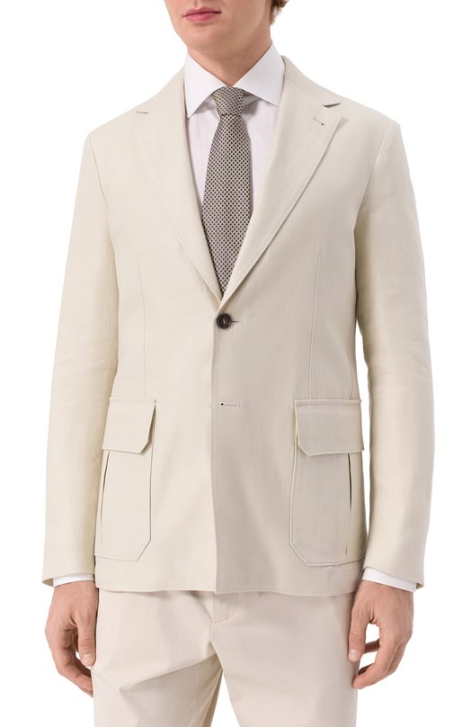 Льняной пиджак Corneliani 25X591-2514108 Кремовый  25X591-2514108 Фото 5