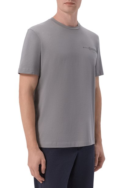 Хлопковая футболка CORNELIANI серого цвета по цене 23200 руб., арт. 28G573/2A25004, фото 3 Хлопковая футболка CORNELIANI, арт. 28G573/2A25004, фото 3