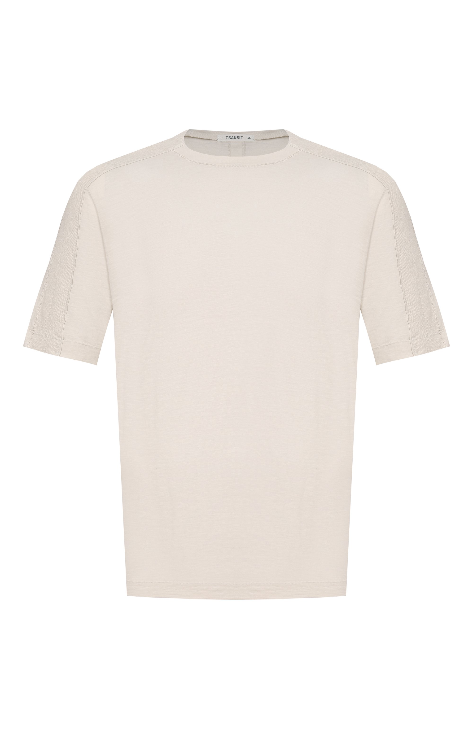 Футболка из хлопка и льна TRANSIT светло-серого цвета по цене 19950 руб., арт. CFUTRC5400, фото 1 Футболка из хлопка и льна TRANSIT, арт. CFUTRC5400, фото 1
