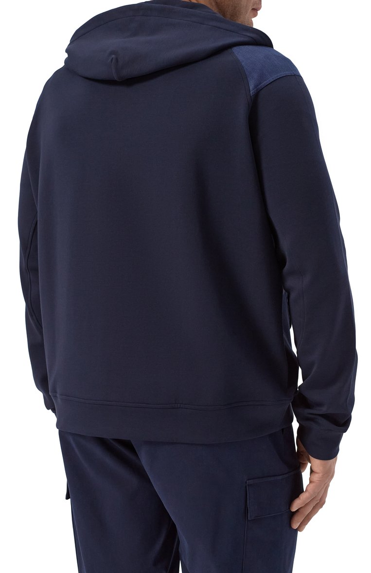 Мужской толстовка PAUL&SHARK темно-синего цвета, арт. 25411832/3XL | Фото 4 (Рукава: Длинные; Длина (для топов): Стандартные; Материал внешний: Хлопок, Синтетический материал; Мужское Кросс-КТ: Толстовка-одежда; Стили: Спорт-шик)