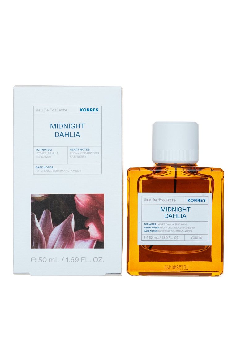 Туалетная вода midnight dahlia (50ml) KORRES бесцветного цвета, арт. 5203069092275 | Фото 2 (Тип продукта - парфюмерия: Туалетная вода; Нос: Не проставлено; Региональные ограничения белый список (Axapta Mercury): Не проставлено; Тип аромата: Цветочный; Ограничения доставки: flammable)