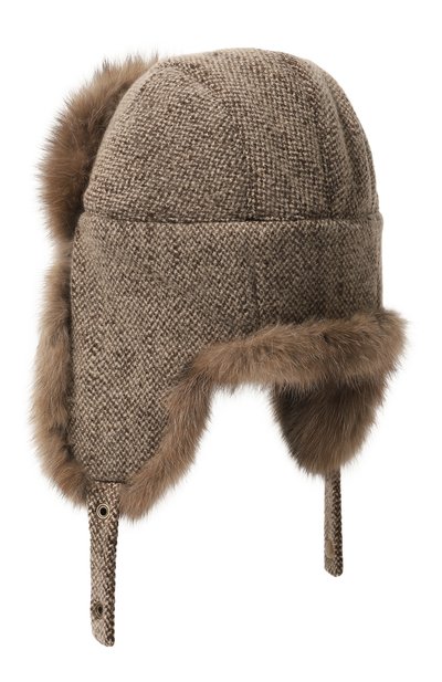 Кашемировая шапка-ушанка с отделкой из меха соболя BLACK SABLE, арт. BS-005F12/MW, фото 3