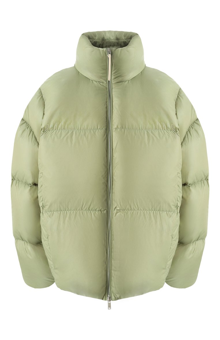 Женский пуховик JIL SANDER зеленого цвета, арт. J40AF0161-J70007 | Фото 1 (Длина (верхняя одежда): Короткие; Материал утеплителя: Пух и перо; Рукава: Длинные; Материал подклада: Синтетический материал; Материал внешний: Синтетический материал; Стили: Кэжуэл; Кросс-КТ: Пуховик; Автоматизация ТО: Проставлено; Автоматизация состава: Проставлено)