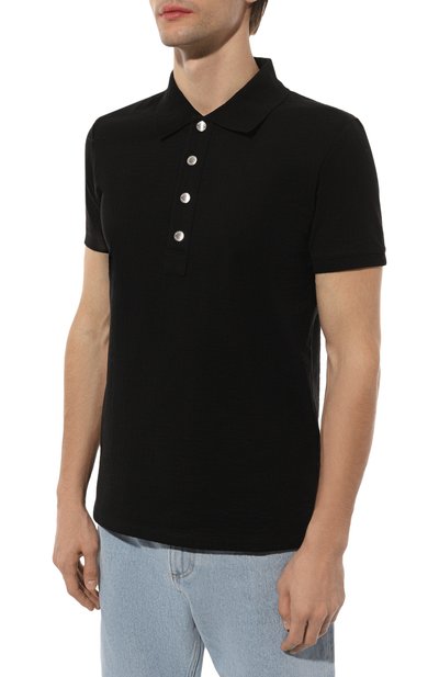 Хлопковое поло BALMAIN черного цвета по цене 65450 руб., арт. DH1GB000/JB82, фото 3 Хлопковое поло BALMAIN, арт. DH1GB000/JB82, фото 3