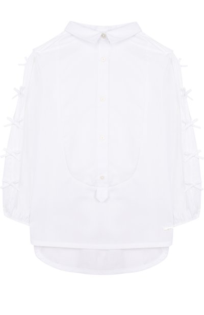 Хлопковая блуза прямого кроя с бантами BURBERRY, арт. 4063132, фото 1