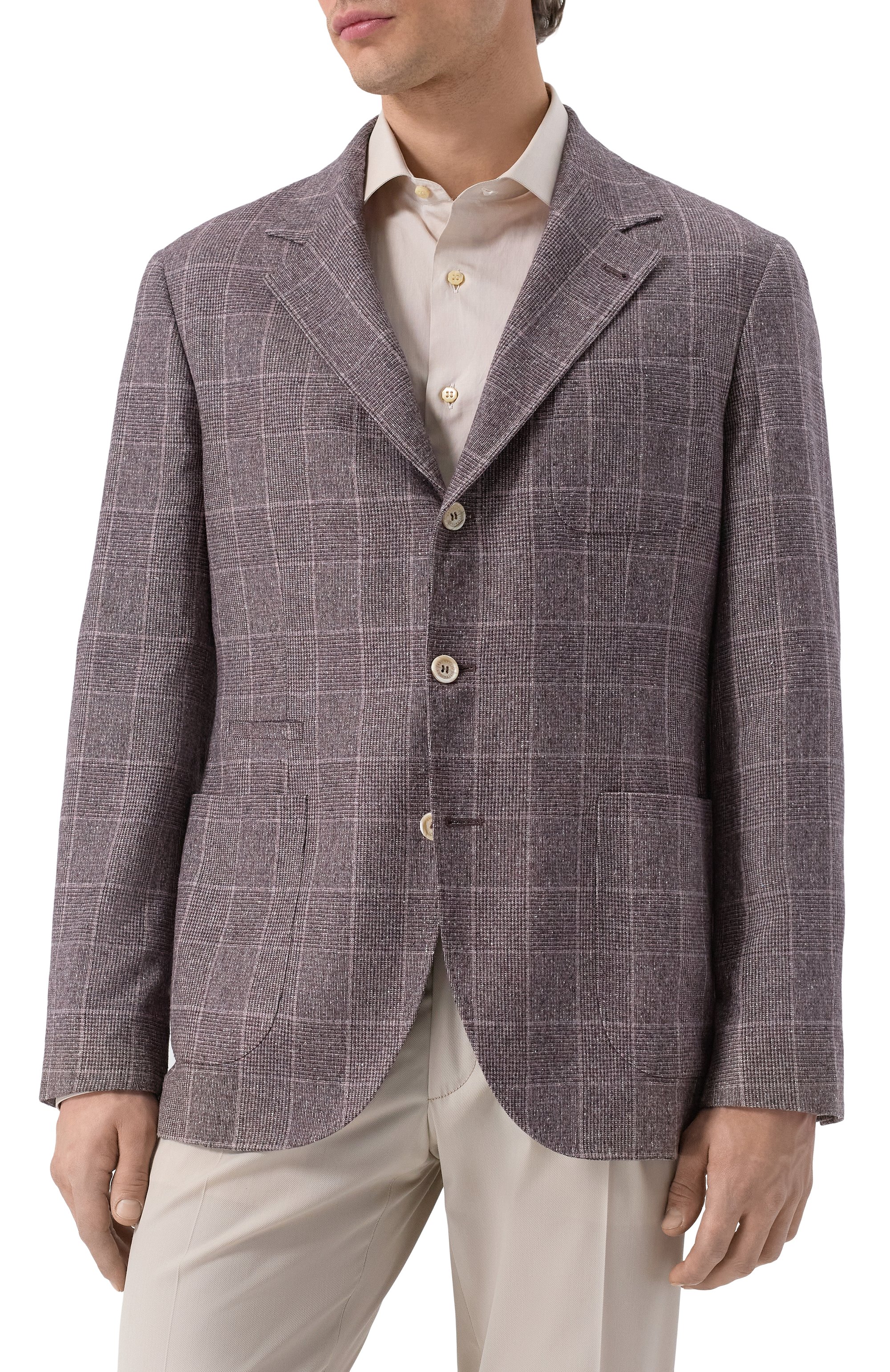 Пиджак из шелка и шерсти BRUNELLO CUCINELLI сиреневого цвета по цене 395000 руб., арт. MY4667BND, фото 4 Пиджак из шелка и шерсти BRUNELLO CUCINELLI, арт. MY4667BND, фото 4