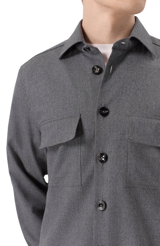 Шерстяная рубашка Kiton UMC016K0124G02 Серый  UMC016K0124G02 Фото 5