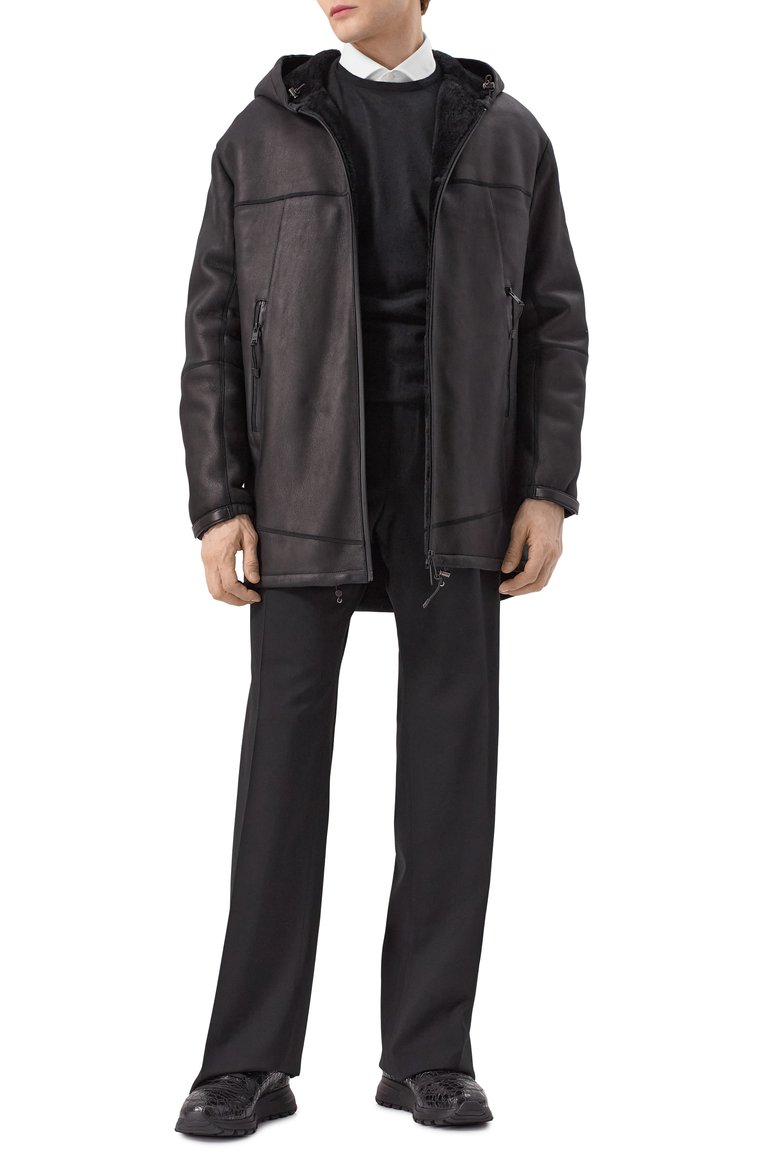 Мужские кроссовки из кожи каймана PRADA черного цвета, арт. 4E3388-3L3D-F0002-A000 | Фото 2 (Кросс-КТ: Низкие; Подошва: Массивная; Материал внешний: Экзотическая кожа, Натуральная кожа; Материал утеплителя: Без утеплителя; Стили: Классический)